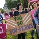 Pro-choice campaigners hold placards outside the Houses of Parliament during a demonstration to urge the Government to extend the same laws on abortion across the UK, including Northern Ireland on June 5, 2018 in London, England.